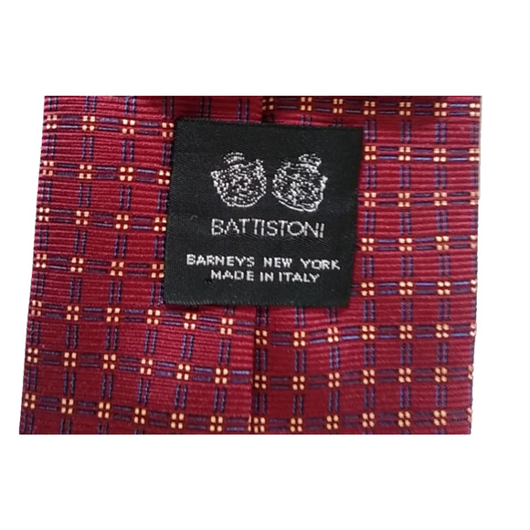 BATTISTONI Barneys New York Men's 100% Silk Tie Burgundy Multi Made in Italy - Picture 5 of 8